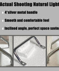 Straight Ahead Stainless Steel Tray Handles Set Of 4 With Comfy Angled Grip And Clean Silver Look, silver metal handle close-up, inclined angle design.