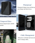 Rock Solid Wall Mount EV Charger Cable Organizer Box Weatherproof Durable Steel Charging Station Holder with tempered glass display.