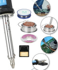 Desoldering Iron Solder Sucker Pro Grade 2 In 1 Tool 110V Desoldering Pump With 1.0mm 1.2mm Nozzles shown with accessories