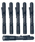 Ultra Slim Pen Flashlight With Clip, Super Bright 1000 Lumen LED Mini Penlight Set of Six, Black Pocket Size Gear