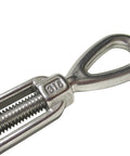 One Quarter Inch By Four Inch Stainless Steel Forged Eye Eye Turnbuckle Type 316 close-up showing threaded tension section.