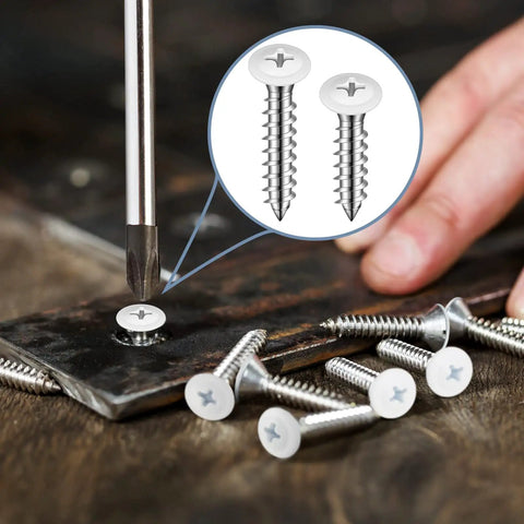 120 Piece Size Eight White Wood Screws Set For Self Tapping And Wall Plates With Pan Head Truss Screws For Woodworking DIY Projects