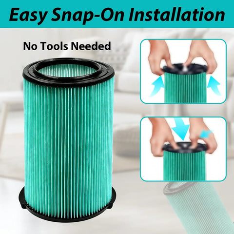 Installation of 2 Pack VF6000 Five Layer Pleated Vacuum Filter Replacement For Wet Dry Vacuums 5 To 20 Gallon Fit Husky 6 To 9 Gallon Craftsman And Shop Vac Compatible High Efficiency Replacement Filters
