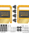 Solid Double Feather Board Extension Kit 6.3 Inch For Miter Gauge Slots Router Tables And Table Saws showing yellow plastic feather boards and hardware.