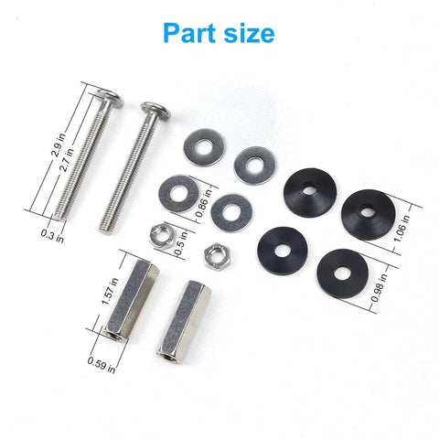 Heavy Duty Toilet Seat Bolts Kit 2Pcs Universal Fit Stainless Steel 304 With Extra Long Downlock Nuts Rubber Washers And Gaskets
