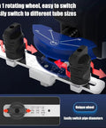 Kickass Electric Copper Tube Bender For HVAC Pros Hella Adjustable Bending Angles With Built In Rechargeable Battery No Sweat Operation For Soft Line Sets And Ac Service, showing 7 in 1 rotating wheel for different tube sizes.