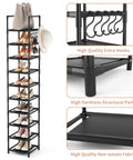 Tall Narrow Metal Shoe Rack Organizer With 10 Tier Design For Entryway And Closet Space Saver Corner Shelf