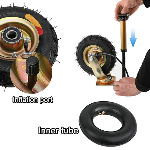 Inflating Heavy Duty Pneumatic Swivel Caster Wheels With Side Brakes For Workbenches Furniture Carts And Garage Rubber Wheels