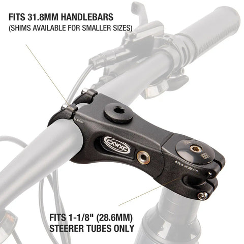 Suspension Bike Stem Riser For Handlebar 31.8 Clamp Adjustable 100mm Or 135mm Length With 110mm Rise Extender, mounted on bike