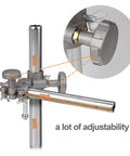 Close-up of Welding Torch Holder And V Clamp Mount For MIG TIG Guns, showing adjustable vertical bar and clamp mechanism.