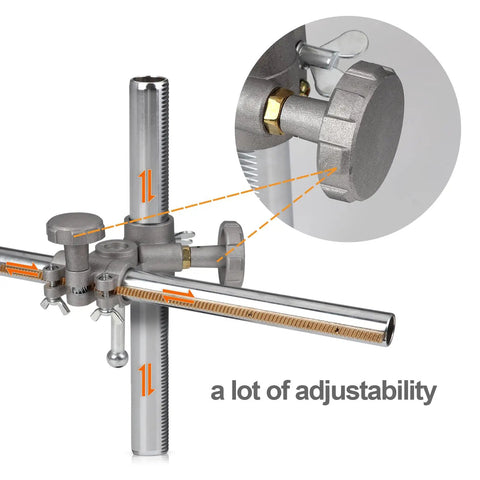 Close-up of Welding Torch Holder And V Clamp Mount For MIG TIG Guns, showing adjustable vertical bar and clamp mechanism.