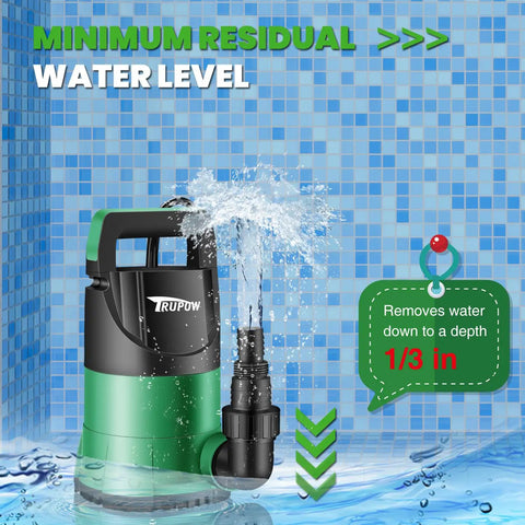 1 HP Submersible Sump Pump With 3981 GPH Flow Workhorse Portable Thermoplastic Electric Utility Pump For Pool Garden Basement