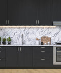 Modern kitchen with 30 Pack Curved Cabinet Pulls With 3 Inch Center Hole Brushed Nickel Zinc Alloy Durable Handles on dark cabinets