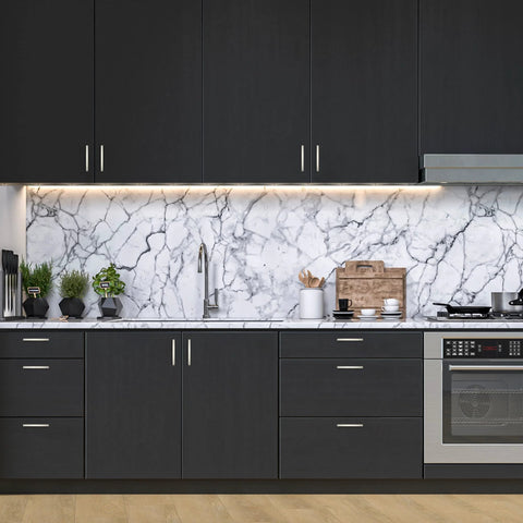 Modern kitchen with 30 Pack Curved Cabinet Pulls With 3 Inch Center Hole Brushed Nickel Zinc Alloy Durable Handles on dark cabinets