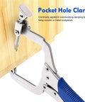 11-Inch Pocket Hole Clamp 2-In-1 Right Angle And Pocket Hole Dual-Use Clamp For Drawer Construction, Shelves, Cabinets, Boxes, And DIY Woodworking Projects on wood panel