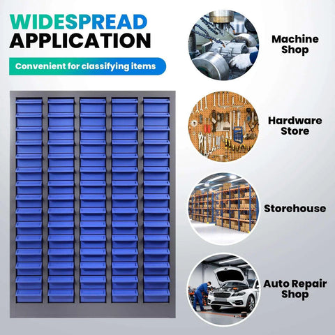 75 Drawer Parts Cabinet With Alloy Steel Frame, blue drawers for heavy-duty storage in workshop, hardware store, storehouse, auto shop.