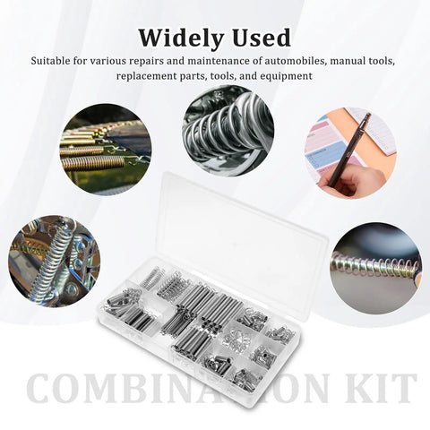 Get Your Garage Ready With This Awesome 200 Piece Spring Assortment Kit Featuring 20 Diverse Sizes From 4 Mm To 9 Mm, Made Of Heavy Duty Galvanized Steel For Tough Automotive Repairs And DIY Maintenance Projects That Need Some Serious Tensile Strength., assorted galvanized steel springs in organizer for automotive and DIY repairs