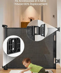 Top Tier Retractable Baby Gate Replacement Kit For 55 Inch Wide By 33 Inch Tall Doorways with slam proof latch and bracket.