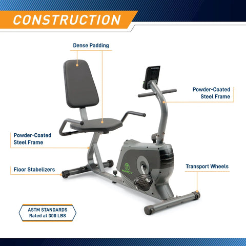 Magnetic Recumbent Exercise Bike For Home Gym With Digital Monitor Quick Adjustable Seat Cushioned Backrest Low Impact Cardio