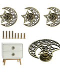 Top Shelf Hollow Moon And Star Cabinet Knobs Combined With Threaded Drawer Pulls For Instant Home Upgrade Plus Straight Up Slick Geometric Decor Hardware Set on dresser.