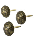 Top Shelf Antique Brass Upholstery Tacks, Hammered Furniture Nails For Couch Repair, 7 16 Inch, 100 Piece Bulk Box, No Fuss Diy Fix, Heavy Duty Hardware, Smooth As Silk, close-up of brass dome head tacks.