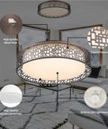 Flush Mount LED Ceiling Light Fixture 14 Inch 20W 1400 Lumens Warm White 3000K Oil Rubbed Bronze Dimmable with classic pattern