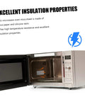 Open microwave with installed Must Have 20 Pack Microwave Mica Plates Heat Resistant Insulation Sheets for Ovens displayed.