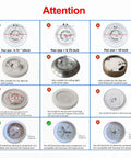 Attention chart detailing compatibility for 4 Inch Ceiling Fan Led Light Replacement 6000K Hella Bright Retrofit Kit.