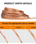 Pro Grade Desoldering Wick Braided Copper Solder Wick 10 Ft With Flux No Clean Soldering Wick Desolder Tool Zero Point One Inch Width Easy To Use Capillary Action displayed with size details