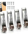 Zero Hassle Smooth Roll Vertical Track Roller Wheels Heavy Duty Anti Sagging Barn Door Support Casters With Mounting Nails Quiet Rubber Hangers For Cabinets Wooden Gates Drawers And Closets Pack Of Four with screws.