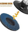 Heavy Duty Flap Abrasive Wheel For Grinder with 40 To 120 Mesh Grit featuring tough fused alumina zirconia material for polishing and dust extraction.