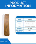 Five Pack Sixteen And One Half Inch Ceiling Fan Blades Replacement For Forty Two Inch Fans White Bleached Oak Indoor Outdoor Use Durable Premium Construction Easy Swap For Worn Or Broken Blades, showing white and bleached oak finish with product details.