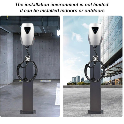 EV Charging Station Floor Stand Heavy Duty Pillar With Reinforced Base And Hidden Wiring Holes, Built For Indoor And Outdoor Use In Garages And Parking Lots, Broad Compatibility With Most Brands, Medium Size
