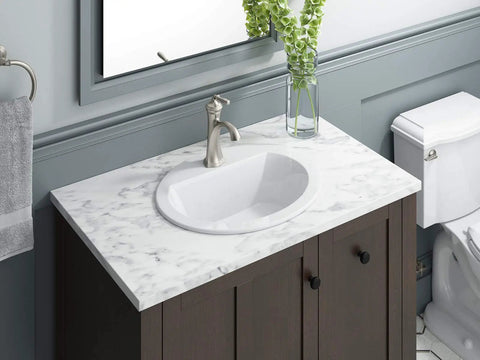 Bryant Oval Self-Rimming Bathroom Sink With Single-Hole Faucet Drilling White Vitreous China 20-Inch By 16.5-Inch Vanity Lavatory Dope Contemporary Vibe For Any Bath