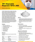 Aura 1870 Plus NIOSH Certified Disposable Face Mask technical data sheet, featuring a healthcare worker wearing the mask.