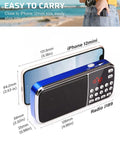 Bluetooth AM FM Portable Radio With Dual Speakers And Heavy Bass LED Flashlight Tiny Pocket Size For Travel Carry Along