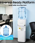 Hot And Cold Water Cooler Dispenser For 5 Gallon Bottle With Top Loading Design No Mess No Fuss Double Storage Cabinet