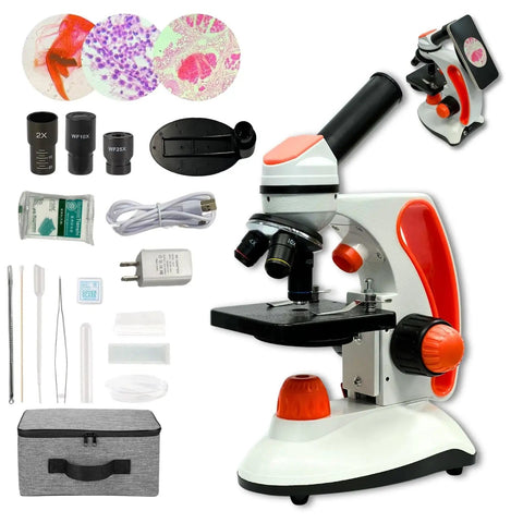 Metal Body Compound Microscope For Students With Dual LED Illumination 40X To 2000X Magnification and accessories