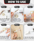 Instructions for using B-7000 glue with pearls and jewelry, includes steps for applying and setting adhesive for DIY projects.