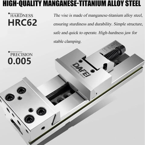 Built Different Six Inch Heavy Duty Bench Vice Delivers Dead On Point Zero Zero Five Mm Lockdown Precision And Hrc Sixty Two Hardness Engineered From Tough Titanium Alloy Steel For Cnc Machining Jobs, showing precision clamping jaws.