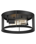 Dope Industrial Matte Black Flush Mount Ceiling Light Fixture With Two Lights E26 Sockets Close To Ceiling For Indoor Outdoor Use