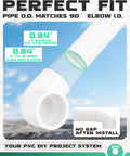 Close-up of Half Inch 20 Pcs Heavy Duty 90 Degree PVC Elbow Fittings Socket To Socket for DIY Projects, showing perfect fit and dimensions.