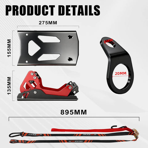 Foldable Motorcycle Wheel Chocks With Tie Down Strap, 1800 Lbs Capacity, Universal For 8 To 21 Inch Wheel, Fits Cruiser, Sport, Dirt Bikes, Trailer Or Truck Transport, Red