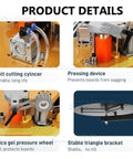 Product details of Portable Pro Grade Edge Banding Machine with Automatic Tape Breaking and Dual Side Gluing components visible