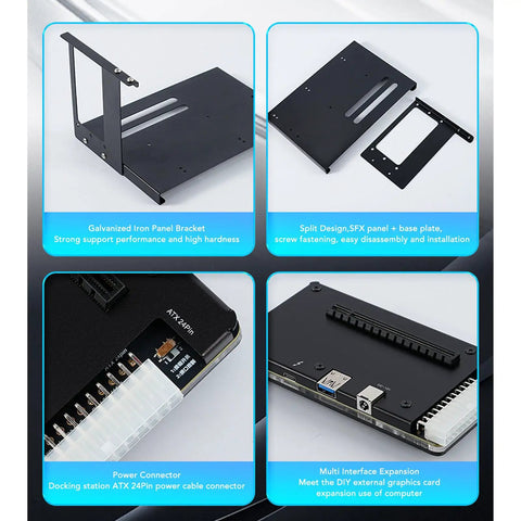 Galvanized Iron Panel Bracket for Badass Pcie 16X Expansion Dock External Gpu Enclosure with Power Connector.