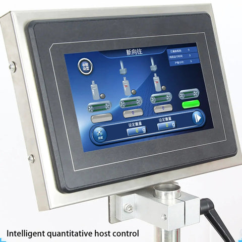 Ready To Roll Heavy Duty Automatic Liquid Filling Machine Double Head Bottle Dispenser touch screen control panel for liquid dispensing.