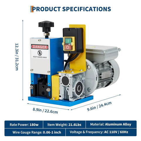Electric Wire Stripper Machine For 1.5 To 25 Mm Cables, High Speed Up To 60 Feet Per Minute, with clear specifications view
