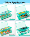 Double Layer Clear Hard Pencil Case With Snap Tight Lid For Pens Pencils Markers Crayons And Other School Office Supplies A Must Have Organizer Box With Plenty Of Room Standard Size Yellow, open showing compartments for different uses.