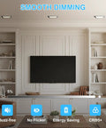 HITOO 8 Inch Square Recessed Ceiling Light, 3CCT, Dimmable, Black, 2 Pack installed in modern living room ceiling.