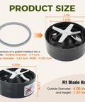Gasket Replacement Kit For Blenders Rubber Ring Seals Compatible With 600W And 900W NutriBullet Style Blenders Keeps Your Smoothies Leakproof And No Mess, showing dimensions and blade fitting.